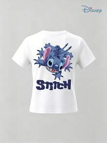 Kids' Disney Lilo & Stitch "Breakthrough" Double-Sided Graphic T-Shirt, 3D Stitch Tee, Soft Breathable Casual Top, Ideal For Theme Parks, Family Vacations, School, Playground & Everyday Wear - trắng - Xem 2