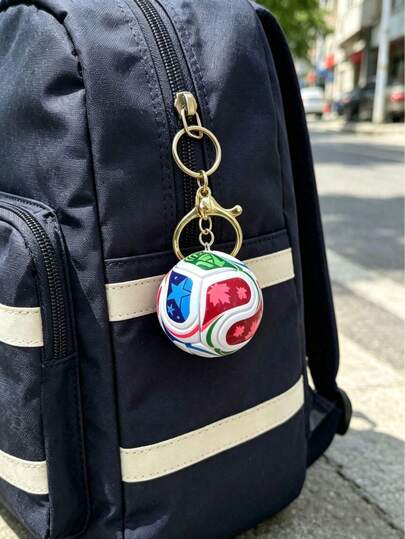 1pc 2026 Commemorative 3D Football Keychain, Unisex Sports Fan Collectible Gift