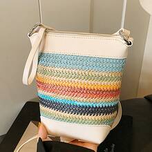 BV Bottega Small Andiamo Bolso de mujer tejido a mano de cuero genuinoBolsodebolso de manotipocuboconpatróntejidoparamujer,bolsodemarca,elegantebolsodemanoparaseñorabolsaderegaloexquisita,bolsodebolso de manodelujoparamujer,bolsocruzadodemodaparamujer,adecuadoparachicas,estudiantesnivel universitariodamasdeoficina,madresdemedianaedadparausodiario,comprasoficina,clase,reuniones,citas,actividadesalairelibretambiénunregaloidealparaBolso Tejido Color-Block para Mujer, Verano 2026, Nuevo, Moderno y Elegante, Bolso de Paja, Versión Coreana, Estilo Simple, Bandolera - Caqui con marrón - Ver 1