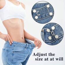 2pcs No-Sew Adjustable Jeans Buttons - Reusable, Invisible Waistband Tightener For Pants & Clothes, Durable Metal - Black Pearl 2-piece Set - View 8
