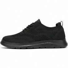 Mens Casual Dress Oxfords Shoes Fashion Mesh Work Business Walking Sneakers Comfortable Lightweight Soft Sole - 6.5 + 黑色 - 查看 2
