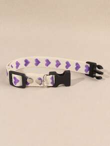 A Thin, Soft Pet Collar With A Purple Heart Jacquard Pattern, Suitable For Kittens And Small Dogs Like Teddy Or Bichon (Not Suitable For Large Dogs) - Purple - View 6