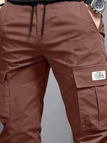 Spring/Autumn New Men's Cargo Pants, Multi-Pocket Loose Casual Minimalist Versatile Japanese Style Jogger Pants, Runs Small, Recommend Ordering One Size Up - Coffee Brown - View 3