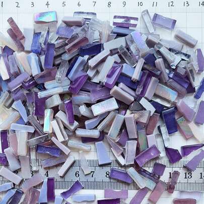 120G Rectangular Iridescent Glass Mosaic Tiles, DIY Craft Materials, Warm Color Mix, For Coasters, Vases & Decor