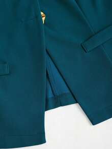 delgado sin mangas para mujer con botones metálicos grandes de estilo minimalista francés - Agua verde azul - Ver 4