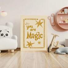 1件帆布牆面藝術品，兒童房裝飾畫，"You Are Magic"夢幻星形兒童房裝飾，波希米亞風格芥末黃與米色中性色調兒童房裝飾，勵志肯定藝術品，適用於幼兒臥室、兒童房、遊戲室牆面裝飾、閱讀區、育嬰室牆面裝飾 - 彩色 - 查看 7