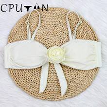CPUTAN-Bikini blanco con estampado de flores en 3D para niña, traje de baño Sexy con realce, unicolor, Tanga, ropa de playa, 2024 - 002-5 - Ver 1