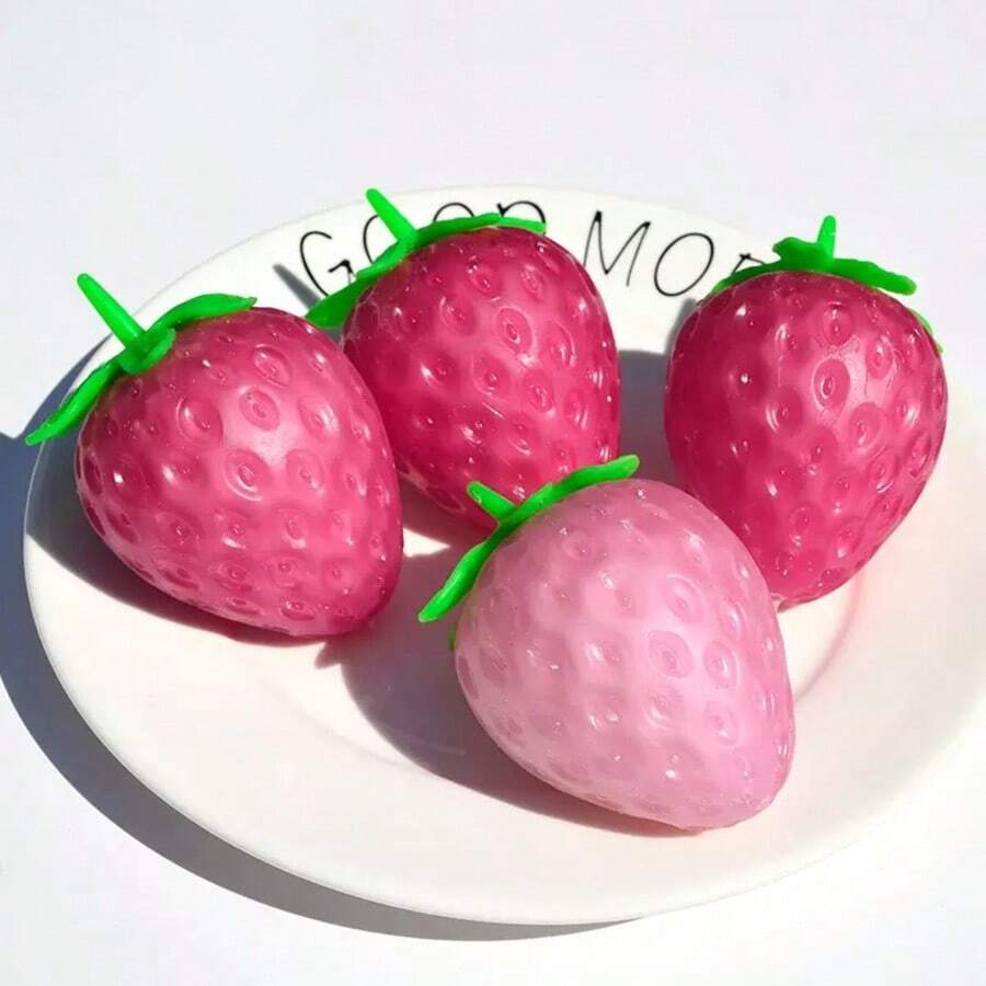 1pc Color Changing Strawberry Squeeze Toy, Mango Fluffy Squeeze Toy, Slow Rebound Stress Relief Toy, Fruit Shaped Squeeze Toy, Decompression Squeeze Toy, Prank Toy, Desktop Decor, Soft And Sticky Texture, Entertaining, Great For Gifting And Stress Relief - Orange - View 1