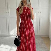 Women Midi Dresses - Red - View 9