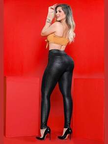 Women's Flat Belly Pants, Riding Pants, Disguise Cellulite - Black - View 4