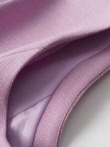 Chaleco liso para mujer, chaqueta de cuello en V, primavera/otoño, ropa de oficina de moda para verano - Púrpura malva - Ver 4