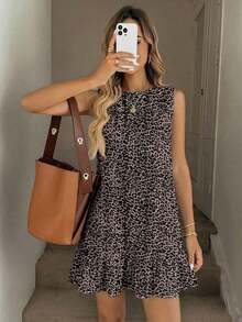 Vestido mini estampado para mujer, adecuado para primavera y verano, vestido sin mangas, vestidos de verano para mujer, vestido a rayas - Multicolor - Ver 7