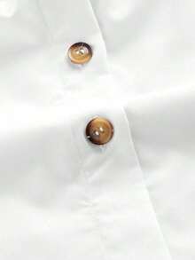 Vestido casual de tirantes con bolsillo y diseño de botones de unicolor para mujer - Blanco - Ver 4