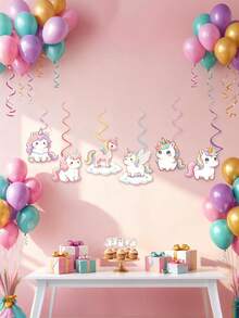6pcs/1pc Unicorn Spiral Hanging Decor, Unicorn Party Decoration Banner, Unicorn Fairy Hanging Decor Party Supplies Suitable For Birthday Theme Party, Graduation Ceremony Decoration, Unicorn Theme Party, Indoor And Outdoor Decoration - Unicorn - View 7