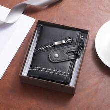 Ví nam Carrken mới, kiểu dáng retro, khóa kéo đôi đa năng, ví cài nút tiện dụng cho thanh thiếu niên, học sinh, đựng nhiều thẻ, quà tặng cho nam giới. - Nhiều màu - Xem 9