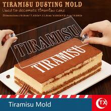 TX 1pc Acrylic Tiramisu Powder Stencil - Transparent Printing Template, Suitable For Baking Cakes - Mousse Cake, Pastry, Tiramisu Decorative Pattern Template - Applicable For Wedding, Birthday, Party, Promotion Celebration, Ramadan Blessing And Eid Mubarak - Powdered Sugar Sifter - Kitchen Baking Tool. - Multicolor - View 5