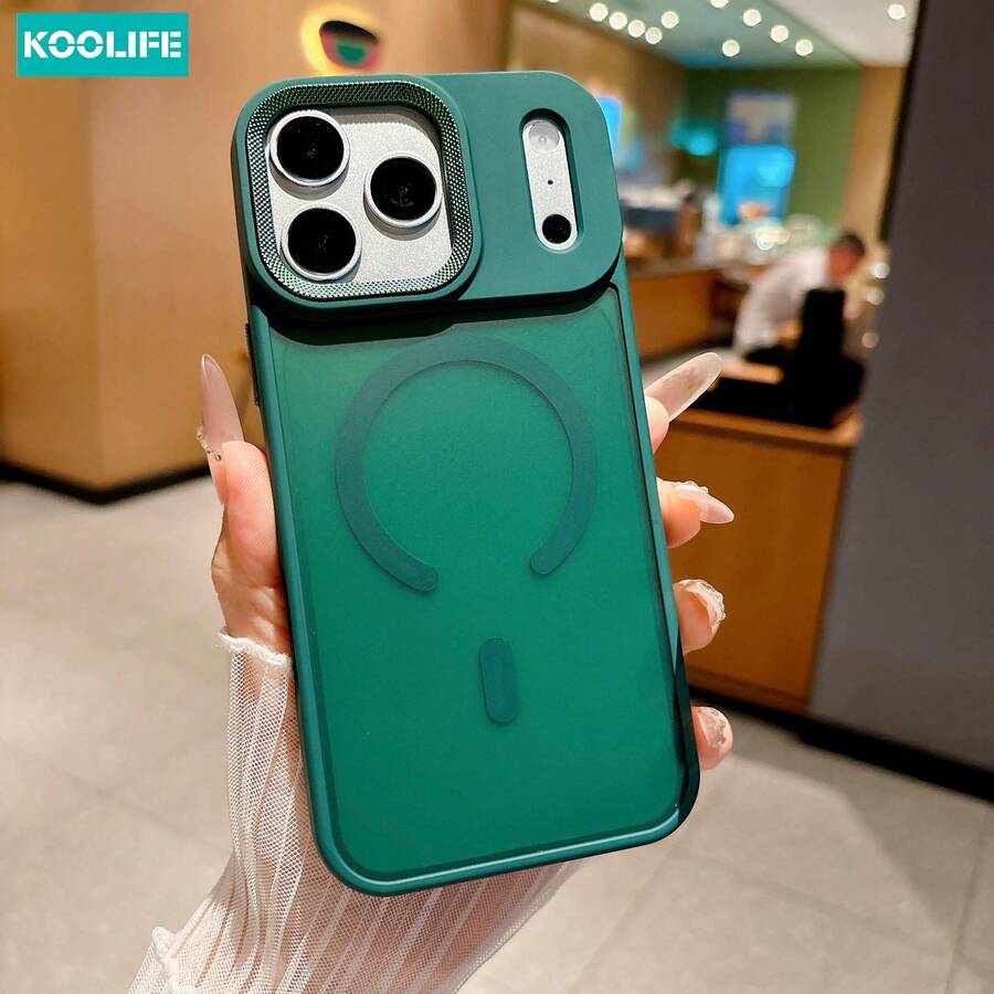 Koolife 1 Stück waldgrüne magnetische Handyhülle, PC+TPU hautfreundliche matte Hülle mit personalisiertem Rahmendesign & großer Kameraausschnitt, stoßfeste sturzsichere Schutzhülle, kompatibel mit Apple 17/17pro/17promax/17Air/16/15/14/13/12/11/Galaxy S25/S24/S23/S22