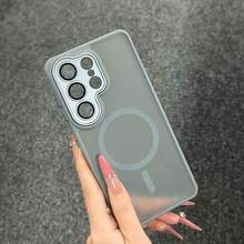 高級啞光親膚手機殼，適用於 Galaxy S26Ultra S25Ultra S24Ultra S23Ultra A56 A16 A17 A36 A26 A16 A37 A57 S24 S23FE Plus A55 A35 A54 A15 S25 S24 S23 及其他機型，全方位相機保護、內建鏡頭膜、柔軟觸感、防指紋、支援無線充電、防摔設計 - 灰色 - 查看 3