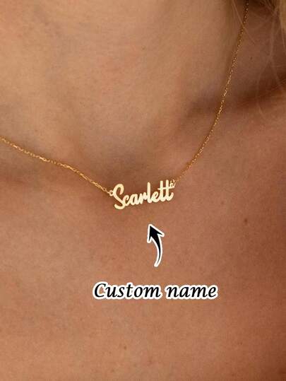 1pc Personalized Name Necklace, Stainless Steel Necklace, Custom Name Necklace, Name Necklace, Text Name Necklace, Delicate Name Necklace For Women, Custom Name Necklace, Jewelry For Women, Fashion Styles, Mother's Day Gifts, Graduation Season Gifts, Personalized Anniversary, Birthday Gifts, Gifts For Her