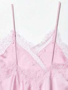 Nuevo Top de estilo lencería con decoración de encaje de moda europea para mujer, estilo veraniego - Rosa 2 - Ver 7