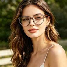 1 Pair Of Unisex Retro Round Non-Prescription Glasses, With Wood Grain Temples And Clear Lenses, Suitable For Daily Casual Wear, Office, Business, And Street Style, Fashionable And Versatile Glasses, 2026 New Model - A3 - Xem 4