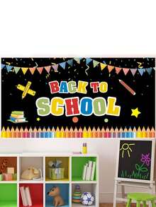 1pc - Welcome Back To School Classroom Decorative Backdrop Baby Shower. - Multicolor - View 2