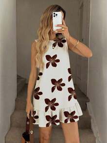 Vestido mini casual con estampado de rayas para mujer, adecuado para primavera/verano - Multicolor 2 - Ver 3