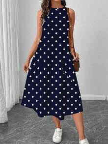Vestido casual de mujer de longitud media con estampado, adecuado para primavera y verano - Multicolor - Ver 7