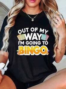 [Everything  And ] Unique And  Bingo Lover's T-Shirt With A Y2K Design. Its Fun "Out Of I'm Going To Bingo" Message Makes It Perfect For Casual Occasions, Showing Your Passion For The Game At Every Moment. Ideal For Warm Weather, It Lets You Look Stylish And One-Of-A-Kind. Women's Y2K Style T-Shirt - 風格 - 查看 1