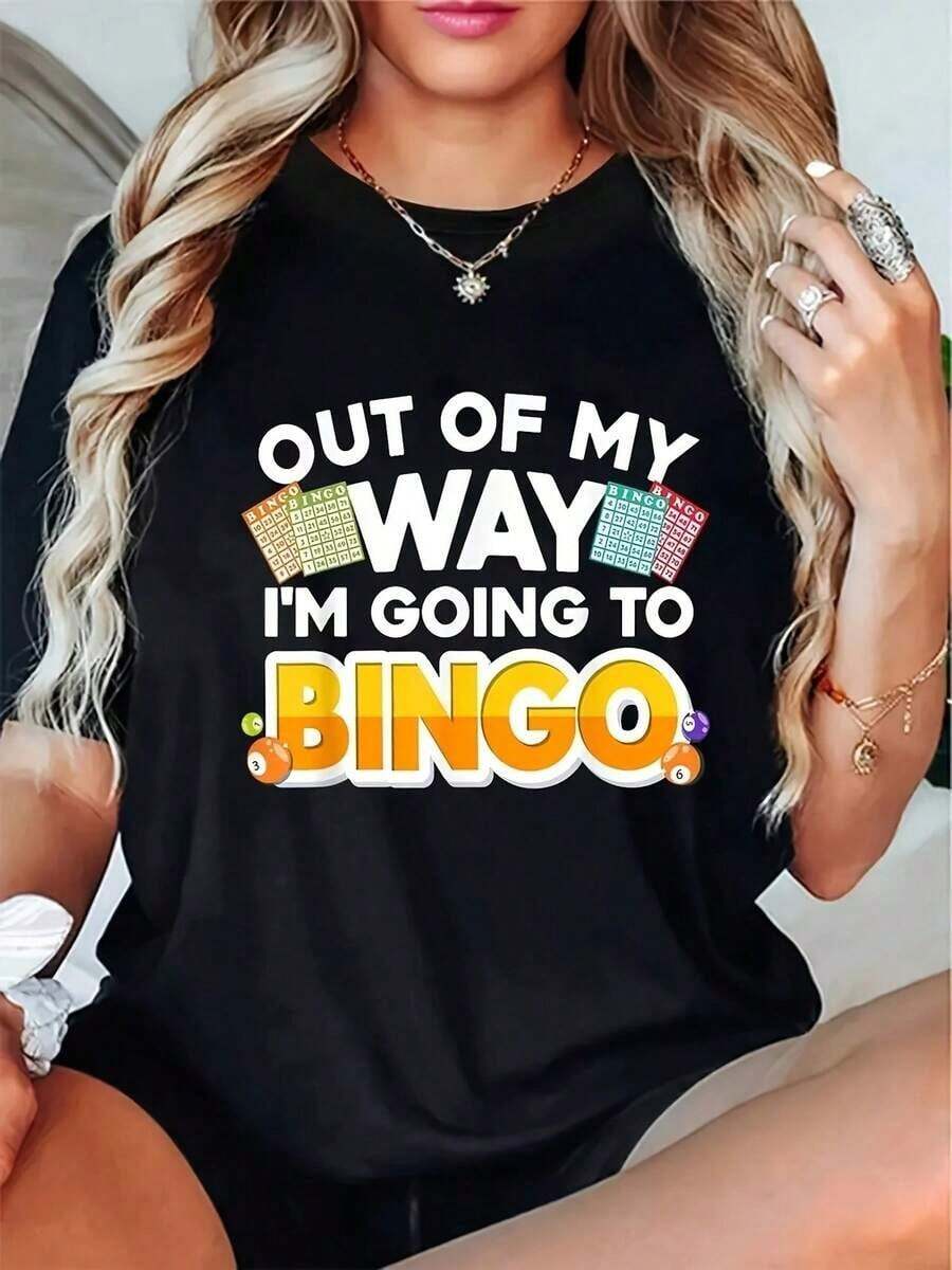 [Everything  And ] Unique And  Bingo Lover's T-Shirt With A Y2K Design. Its Fun "Out Of I'm Going To Bingo" Message Makes It Perfect For Casual Occasions, Showing Your Passion For The Game At Every Moment. Ideal For Warm Weather, It Lets You Look Stylish And One-Of-A-Kind. Women's Y2K Style T-Shirt - 風格 - 查看 1