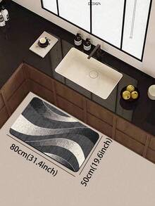 1pc Diatomaceous Earth Wave Striped Kitchen Mat, Three-Color Wave Texture, 3.5mm Thick Cuttable, Absorbent Non-Slip Floor Mat, Small Rug For Kitchen, Bathroom, Entryway, Patio, Hot-Selling Long Foot Mat - Multicolor - View 14