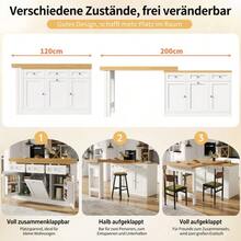 Extendable Bar Table With Storage, Folding Dining Table With Drawer And Snack Shelf, Sliding Bin Holder (Bin Not Included), Space-Saving Design Ideal For Small Apartments And Kitchens, White - 白色 - 查看 8