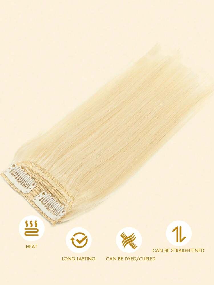 1pc Human Hair Seamless Invisible Clip-In Hair Topper Hair Piece, Volume Booster For Thin Short Straight Hair, 4-12 Inches, Unisex Thickening Hair Extension - S60 - View 4