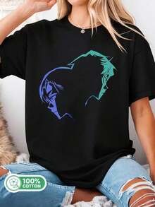 Camisetas Gráficas Colección Verano Hombre Camisetas Gráficas Colección Verano Hombre Camiseta vintage retro con diseño de pareja de anime, motivo cyberpunk negro y azul, unisex 100% algodón, ropa urbana otakuFashion Perfecta para uso casual y de vacaciones Perfecta para uso casual y de vacaciones - Negro - Ver 6