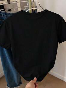Camiseta Clásica de Manga Corta con Estampado de Rodajas de Naranja y Frutas, Nueva Colección de Verano, Camiseta Casual Elegante para Mujer, Ropa de , Éxito de - Negro - Ver 3