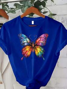 Women's Plus Size Classic Tie-Dye Bohemian Style T-Shirt - Short-Sleeved, Crew-Neck Top In Bright, Multicolored Bohemian Designs, Suitable For Casual Wear In Summer And Autumn, Beach Outfits, Music Festivals, And Everyday Use - Comfortable, Machine-Washable Fabric, A Great Gift For Christmas/Halloween. Bestseller. - 藍色 - 查看 7