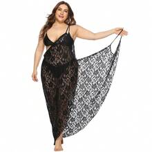 Vestido Playa Talla Grande para Mujer de Encaje Negro, Tirantes, Abertura Lateral y Diseño Versátil, Ideal para Verano - Negro - Ver 5