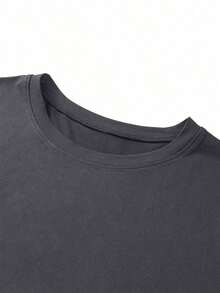 New Women's Short-Sleeved Crew Neck T-Shirt, Summer Design, With A Simple And Modern Letter Print, Breathable And Sweat-Wicking. Express Shipping From Local Warehouse, Couple's Style, Couple's Clothing - Lightweight Soft Fabric - 深灰色 - 查看 5