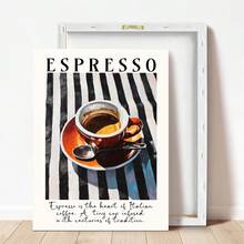 1 cái, Tranh treo tường canvas, Trang trí tường có khung, Tranh tường Espresso Ý cổ điển, Poster ly cà phê sọc xanh retro, Bản in nghệ thuật chủ đề Espresso hoa - Nhiều màu - Xem 10