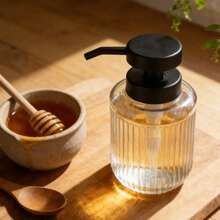 1件 350ml 極簡主義玻璃皂液器－可補充式檯面壓頭瓶，適用於洗髮精、沐浴露或洗手液；適合浴室必需品、家居裝飾、梳妝台配件及季節性風格（秋季/返校季）。 - 多色 - 查看 6
