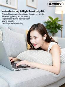 REMAX Earphone Kabel In-Ear Stereo Tipe-C/Lightning/3.5mm. Peredam Kebisingan. Kontrol Volume. Kompatibel dengan Ponsel, Tablet, dan Komputer Apple dan Android. - View 2