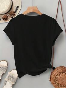 Halloween, Valentine's Day, Easter, Men's Vintage Style Crew Neck Short Sleeve Cotton T-Shirt, Printed, Urban Fashion Print, Suitable For Daily Wear In All Seasons - 黑色 - 查看 2
