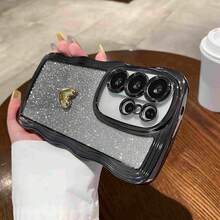 (關注店家並收藏商品即可獲贈免費掛繩) 螢幕保護貼/手機殼 - 奢華電鍍波浪紋手機殼，防震、防塵、加厚邊緣，適用於 Apple 17 Pro Max、Galaxy S24 Ultra/S24 Plus/S24、S23 Ultra/S23 Plus/S23、S22 Ultra/S22 Plus/S22、S21 Ultra/S21 Plus/S21 FE、S20 Ultra/S20 Plus/S20 FE、A5x/C1 2 3 4 5 6 7 8 9、9 8 7 6 5 4 3 2 1 - 黑色+水凝膜 - 查看 3