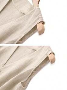 Chaleco de lino casual para mujer, estilo corto para primavera y verano - Gris - Ver 5