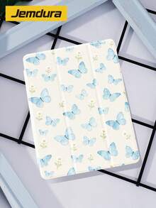 Blue Butterfly, Daisy Flower Pattern Tablet Protective Case, Tri-Fold Stand Protective Shell, Compatible With IPad 10.2" (A16) 11" 11th Gen 2025 8th/9th/10th Gen, Air 4th 10.9", Galaxy Tab S6 Lite 10.4", /, Anti-Drop, With Pen Slot, Support Sleep/Wake, Gift For Kids / Gift For Family - Multicolor - View 3