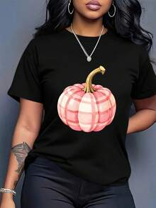 Women's T-Shirt - Lightweight, Loose Fit, Round Neck, Sheer, Casual Everyday Shirt, Essential For Spring And Summer, Women's T-Shirt, Summer Clothes, T-Shirt With Vibrant Print, Comfortable For Everyday Wear, Women's T-Shirt, Summer Clothes, T-Shirt With Vibrant Print, Comfortable For Everyday Wear, Comfortable Everyday Clothes. - 黑色 - 查看 2
