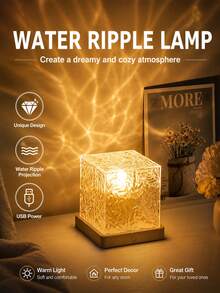 Lampu Proyeksi LED Gelombang Vortex - Lampu Suasana Proyeksi Api Dinamis & Langit Berbintang, Lampu Kubus Bertenaga USB, Dapat Diredupkan dengan Kontrol Jarak Jauh, Cocok untuk Dekorasi Kamar Tidur, Ruang Tamu, dan Kafe, Dapat Digunakan untuk Berbagai Suasana - Riak air - View 9