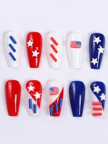 12g/20g Independence Day Polymer Clay Slices, Red White Blue Star & Flag Themed Nail Art Charm, USA Patriotic Nail Decorations For 4th Of July Manicure, DIY Nail Accessories For Women, Perfect For Holiday & Party Use, Nail Art Supplies - Multicolor - View 7