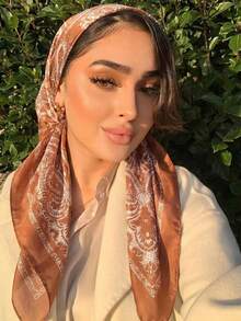 1 chiếc khăn bandana nữ, kiểu Bohemian, họa tiết Paisley, khăn quàng cổ/khăn choàng thời trang thường ngày, thích hợp cho kỳ nghỉ hè trên đảo, du lịch. - Màu cà phê - Xem 2