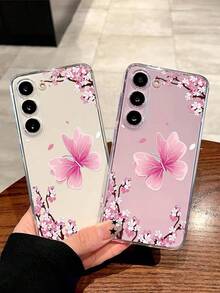 1 chiếc ốp lưng điện thoại mềm mại, thanh lịch họa tiết hoa mai và bướm, tương thích với iPhone 17/17 Air/17 Pro/17 Pro Max, Honor, Galaxy A04e/12/A13/A14/A34/A50/A52/A53/A54/S21/S22/S23/S24/S25/S25Ultra, 6A/7A/8A, 12T/13T - Trong sáng - Xem 2